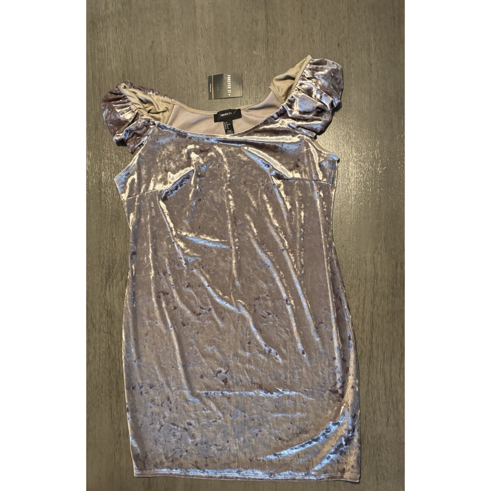NWT Forever 21 Women's Gray Velvet Short Summer Dress Size 1X